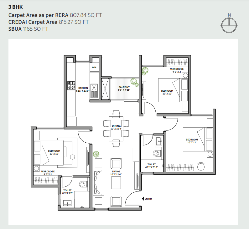 Assetz Canvas & Cove 3 BHK Floor Plan